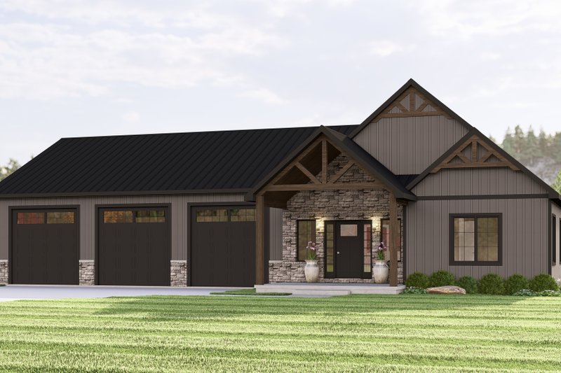 House Blueprint - Country Exterior - Front Elevation Plan #1064-377