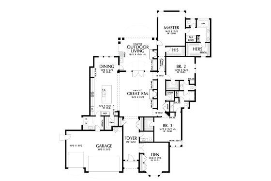Floor Plan - Main Floor for European House Plan #48-671 - 3 bed, 2.5 bath