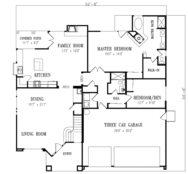 Mediterranean Style House Plan - 4 Beds 3 Baths 2398 Sq/Ft Plan #1-551 ...