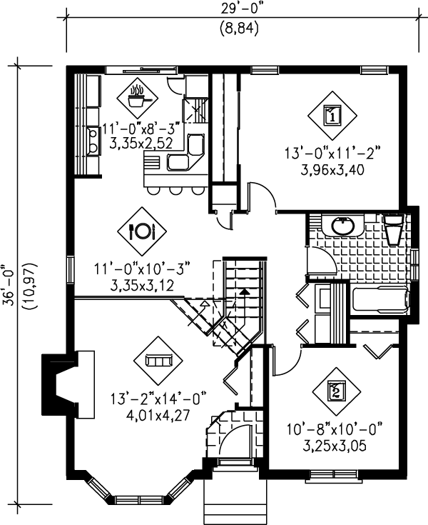 Traditional Floor Plan - Main Floor Plan #25-1159
