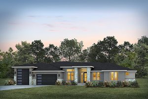 House Blueprint - Prairie Exterior - Front Elevation Plan #569-67