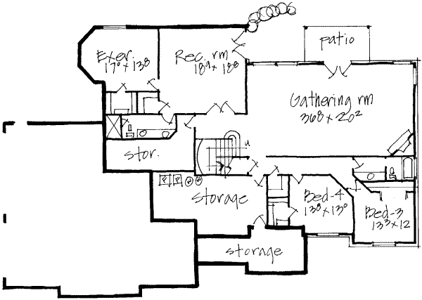 European Floor Plan - Lower Floor Plan #308-158