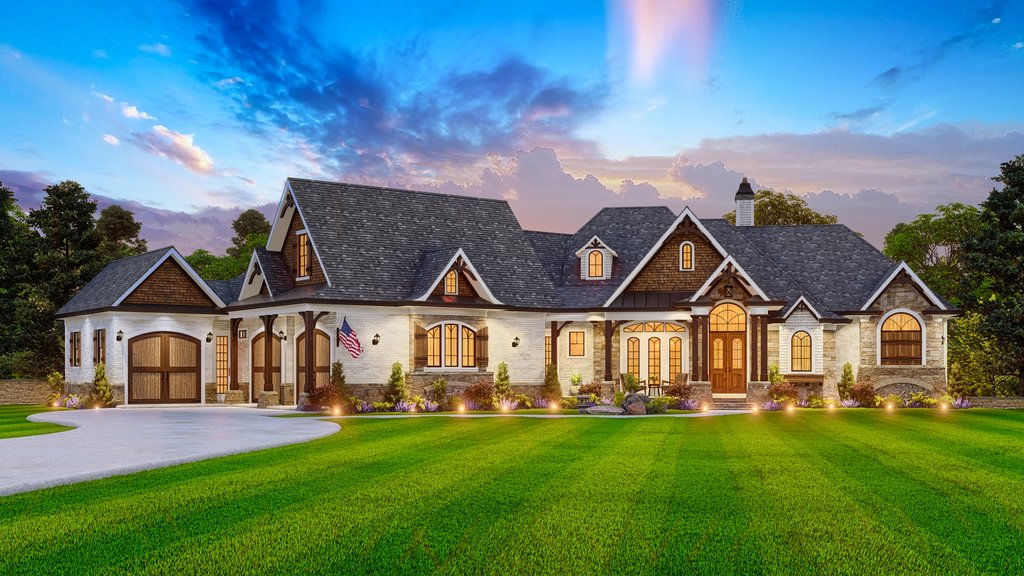 Exterior - Front Elevation 2 for Craftsman House Plan #54-729 - 4 bed, 4 bath