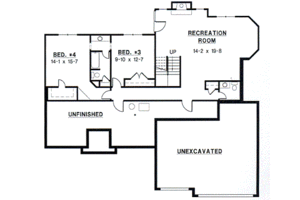 Floor Plan - Lower Floor for Traditional House Plan #67-366 - 4 bed, 4 bath