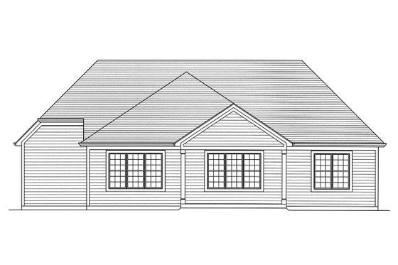 Exterior - Rear Elevation for Ranch House Plan #46-872 - 3 bed, 2.5 bath