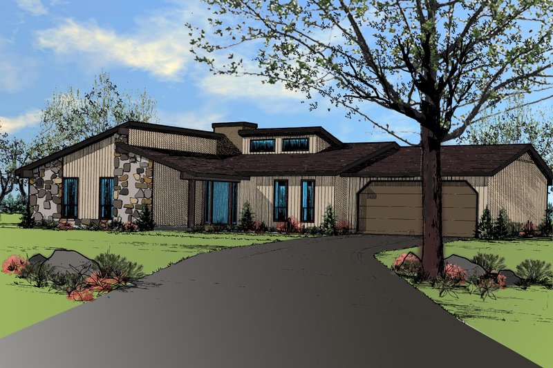 House Design - Contemporary Exterior - Front Elevation Plan #405-345