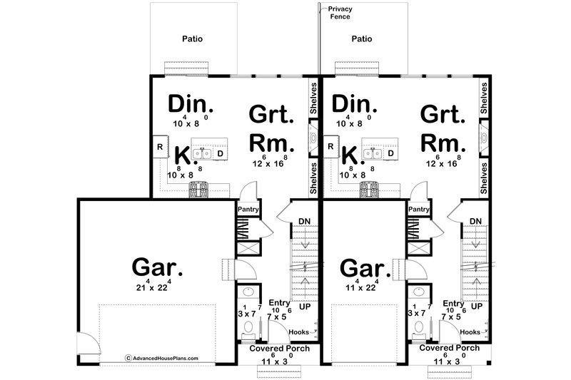 House Design - Floor Plan - Main Floor for Farmhouse House Plan #455-402 - 3 bed, 2.5 bath