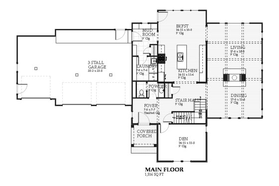 Floor Plan - Main Floor for Tudor House Plan #901-107 - 4 bed, 3.5 bath