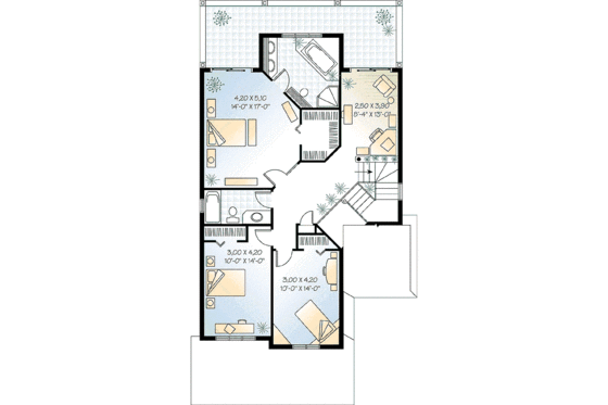 Floor Plan - Upper Floor for Traditional House Plan #23-2011 - 3 bed, 2.5 bath
