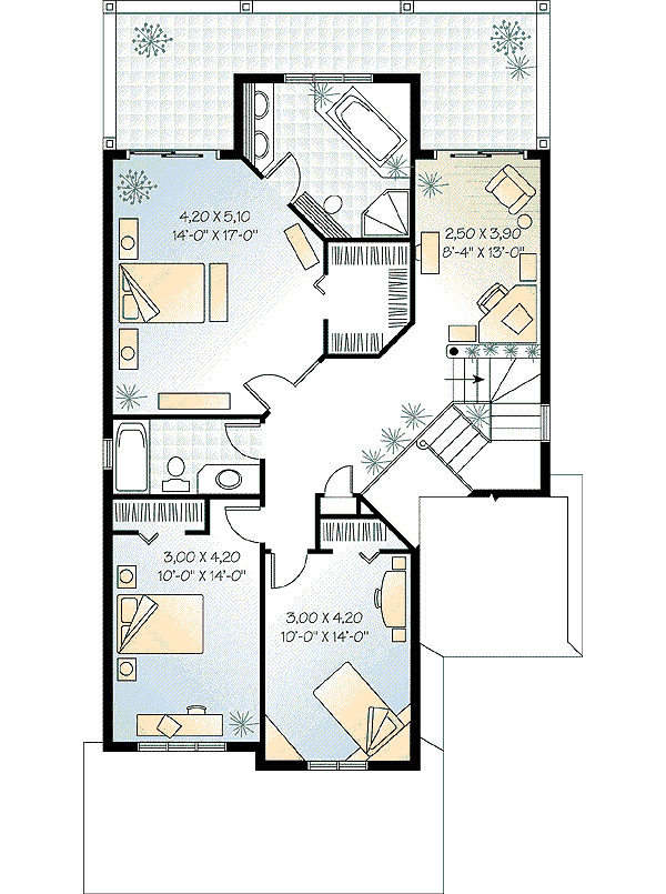 House Design - Traditional Floor Plan - Upper Floor Plan #23-2011