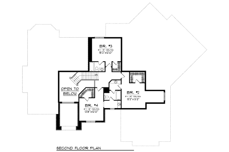 Home Plan - Floor Plan - Upper Floor for European House Plan #70-957 - 4 bed, 3.5 bath