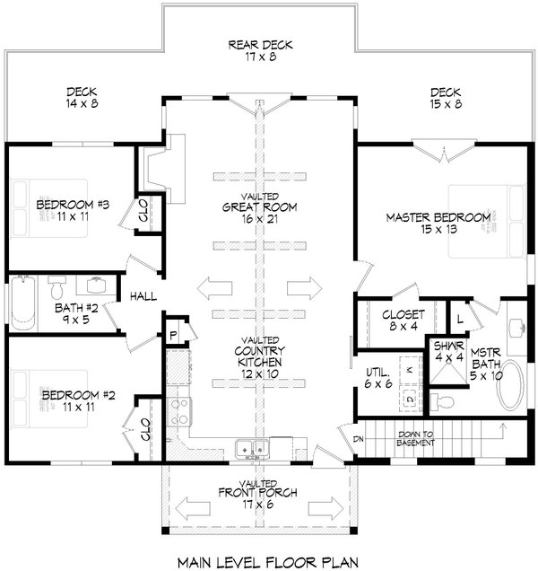 House Blueprint - Country Floor Plan - Main Floor Plan #932-1059