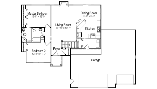 Ranch Style House Plan - 2 Beds 2 Baths 1222 Sq/Ft Plan #49-230 ...