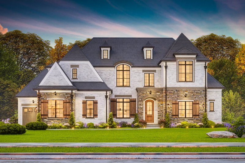 Dream House Plan - Exterior - Front Elevation 3 for European House Plan #54-718 - 5 bed, 5.5 bath