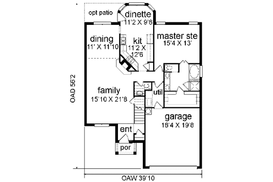 Floor Plan - Main Floor for Traditional House Plan #84-136 - 4 bed, 2.5 bath