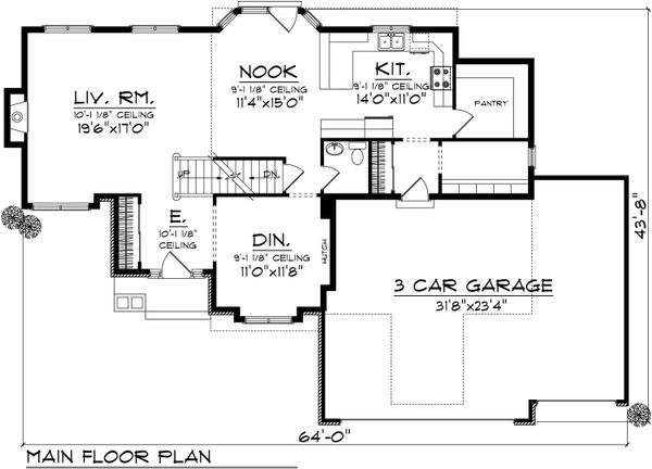 Ranch Floor Plan - Main Floor Plan #70-1033