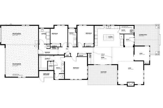 Floor Plan - Main Floor for Craftsman House Plan #895-163 - 3 bed, 2 bath