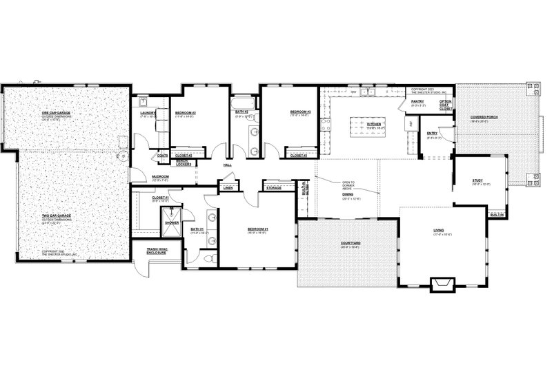 Architectural House Design - Floor Plan - Main Floor for Craftsman House Plan #895-163 - 3 bed, 2 bath