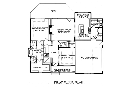 Floor Plan - Main Floor for Craftsman House Plan #413-838 - 4 bed, 3.5 bath