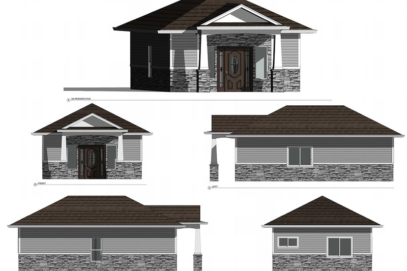House Blueprint - Exterior - Other Elevation 2 for Cottage House Plan #1077-7 - 1 bed, 1 bath