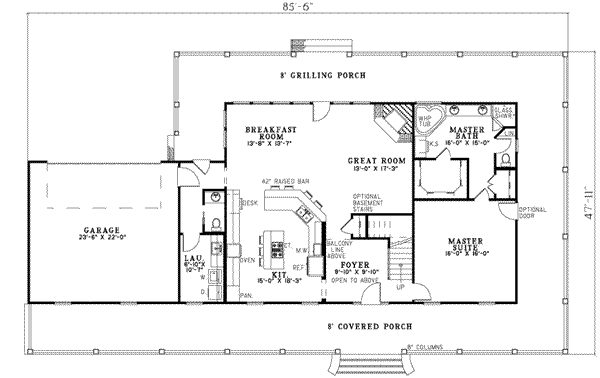 Dream House Plan - Southern Floor Plan - Main Floor Plan #17-2190