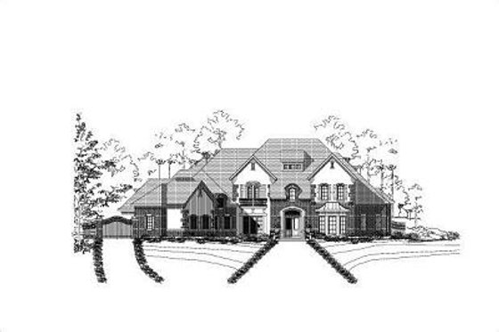 Exterior - Front Elevation for European House Plan #411-504 - 5 bed, 5.5 bath