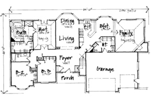Floor Plan - Main Floor for European House Plan #308-223 - 6 bed, 3.5 bath