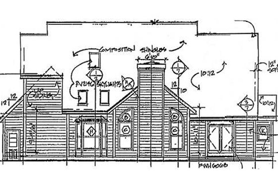 Exterior - Rear Elevation for Traditional House Plan #312-469 - 5 bed, 2.5 bath