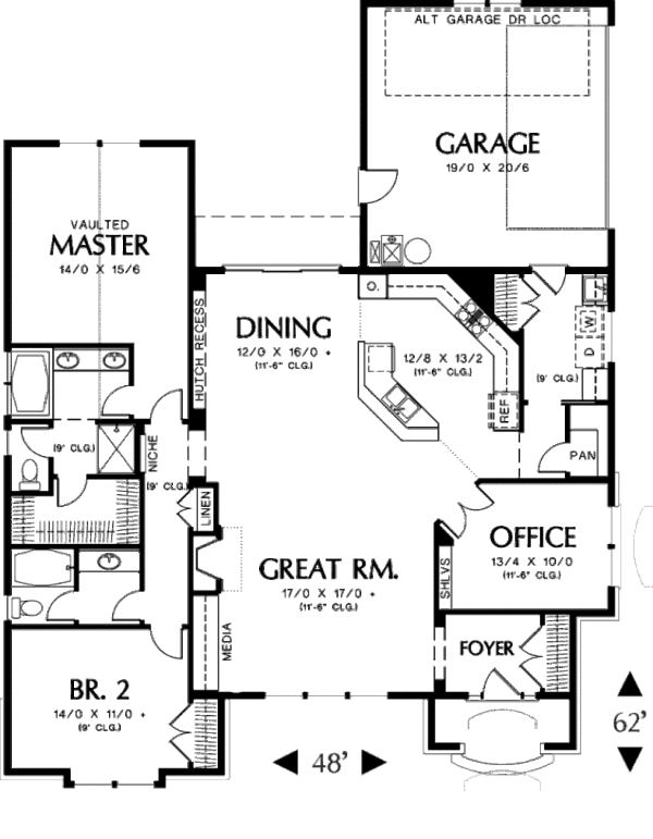 Dream House Plan - Craftsman Floor Plan - Main Floor Plan #48-279