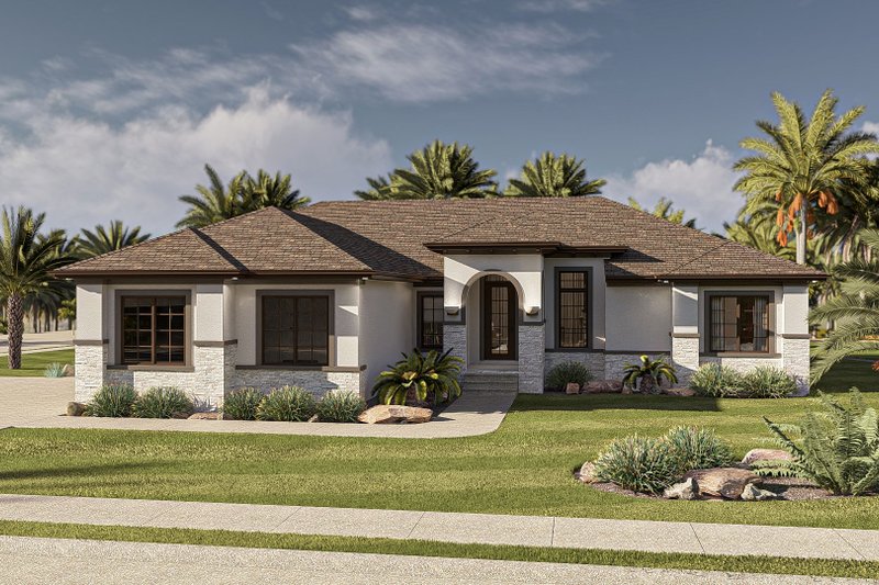 House Blueprint - Mediterranean Exterior - Front Elevation Plan #455-389