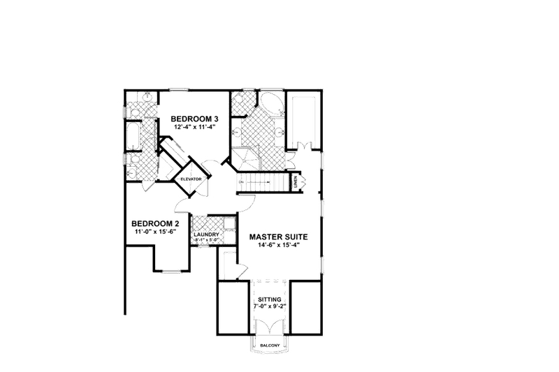 Home Plan - Floor Plan - Upper Floor for Craftsman House Plan #56-554 - 3 bed, 2.5 bath
