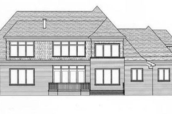 Exterior - Rear Elevation for European House Plan #413-121 - 5 bed, 3 bath