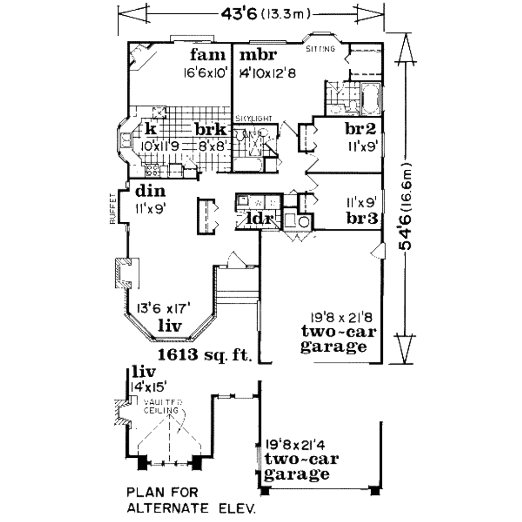 Floor Plan - Main Floor for Traditional House Plan #47-572 - 3 bed, 2 bath