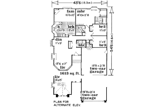 Floor Plan - Main Floor for Traditional House Plan #47-572 - 3 bed, 2 bath