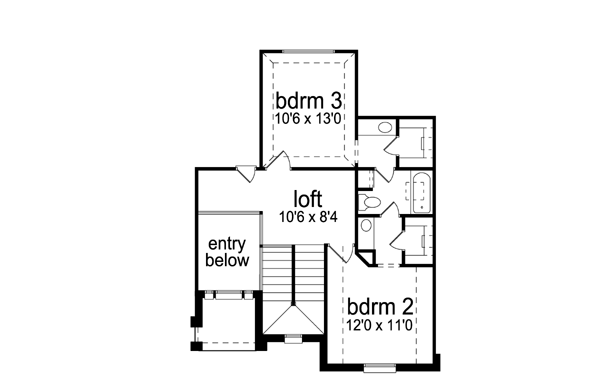 Home Plan - Traditional Floor Plan - Upper Floor Plan #84-556