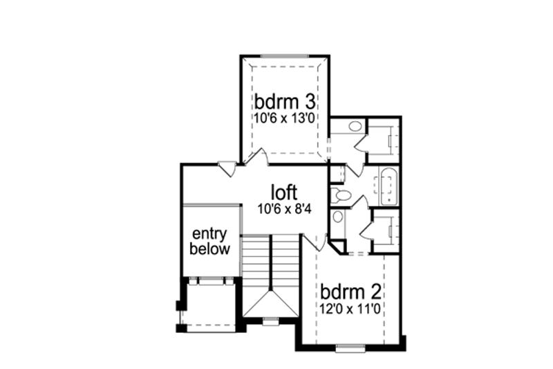 Architectural House Design - Floor Plan - Upper Floor for Traditional House Plan #84-556 - 3 bed, 3 bath