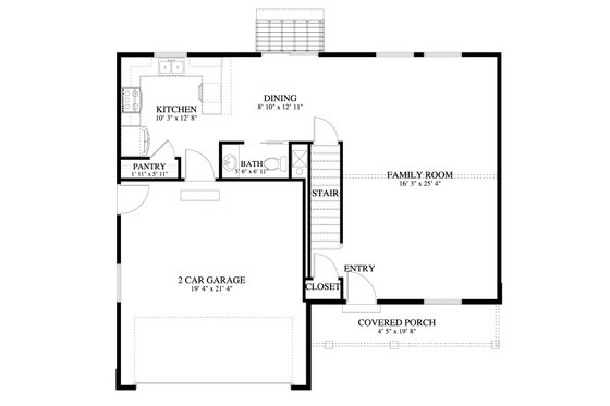 Floor Plan - Main Floor for Traditional House Plan #1060-455 - 3 bed, 2 bath