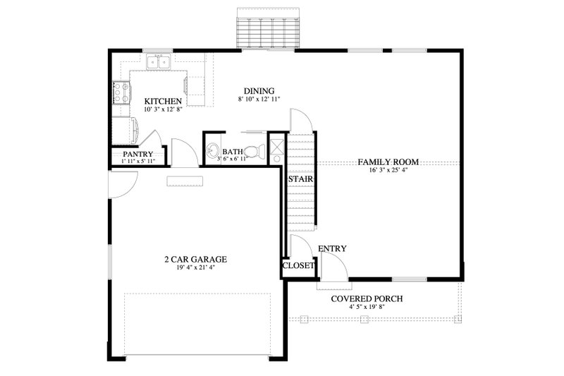 Architectural House Design - Floor Plan - Main Floor for Traditional House Plan #1060-455 - 3 bed, 2 bath