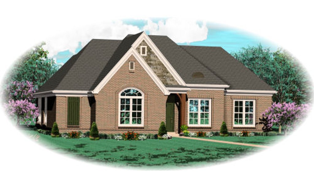 Exterior - Front Elevation 2 for European House Plan #81-13737 - 3 bed, 2 bath