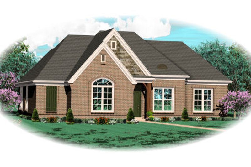 Exterior - Front Elevation 2 for European House Plan #81-13737 - 3 bed, 2 bath