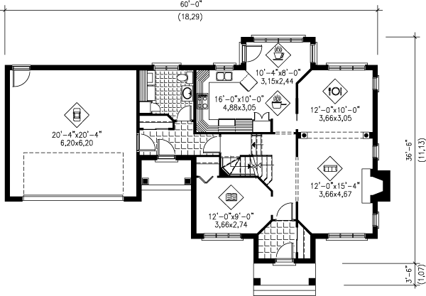 Colonial Floor Plan - Main Floor Plan #25-2008