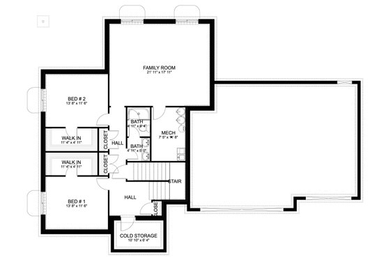 Floor Plan - Lower Floor for Farmhouse House Plan #1060-241 - 4 bed, 3.5 bath