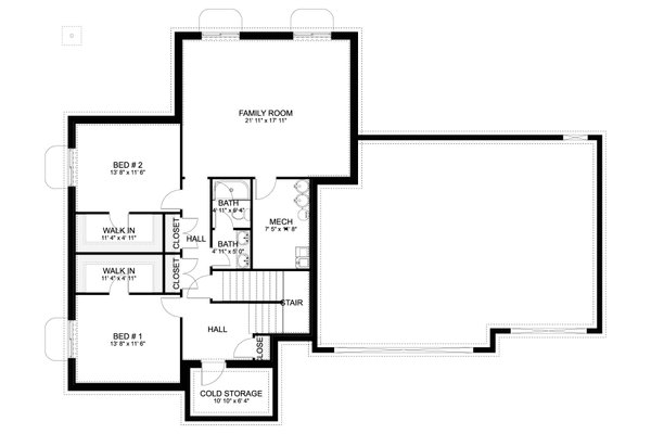 House Design - Farmhouse Floor Plan - Lower Floor Plan #1060-241