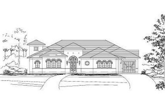 Exterior - Front Elevation for Mediterranean House Plan #411-827 - 4 bed, 4.5 bath