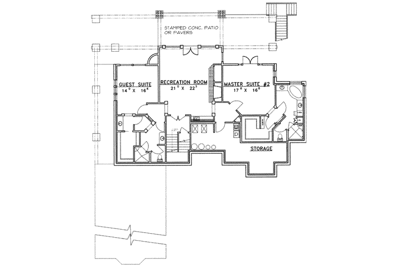 Dream House Plan - Floor Plan - Lower Floor for Bungalow House Plan #117-386 - 3 bed, 3.5 bath
