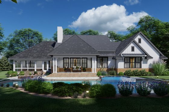 Exterior - Rear Elevation for Farmhouse House Plan #120-271 - 4 bed, 3.5 bath