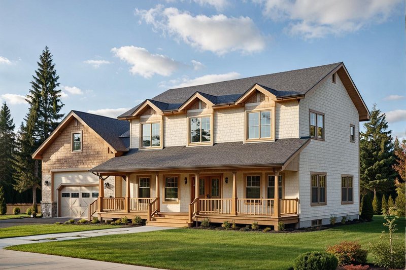 Home Plan - Exterior - Front Elevation 2 for Country House Plan #117-282 - 4 bed, 2.5 bath