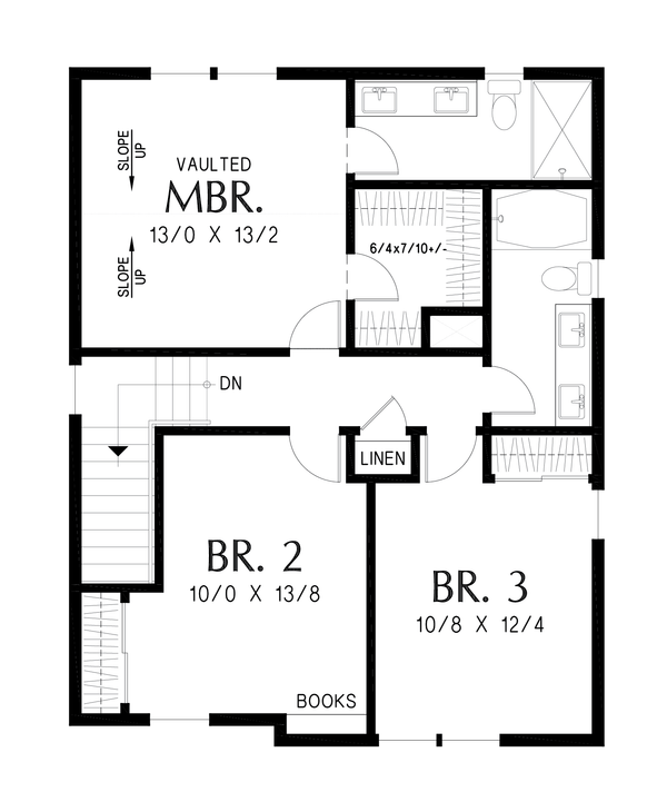 Farmhouse Floor Plan - Upper Floor Plan #48-1166