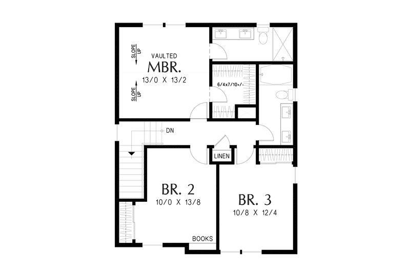 House Design - Floor Plan - Upper Floor for Farmhouse House Plan #48-1166 - 3 bed, 2.5 bath