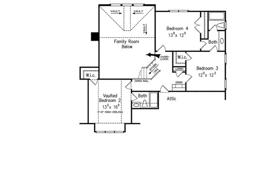 Floor Plan - Upper Floor for Craftsman House Plan #927-4 - 4 bed, 3.5 bath